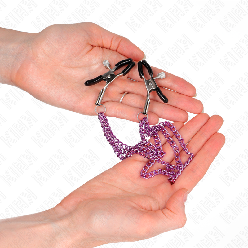 KINK - NIPPLE CLAMPS WITH 3 CHAINS PURPLE 20/23/28 CM - Imagem de 3