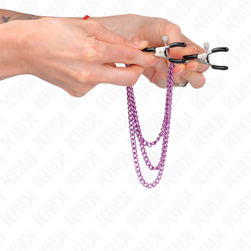 KINK - NIPPLE CLAMPS WITH 3 CHAINS PURPLE 20/23/28 CM - Imagem de 4
