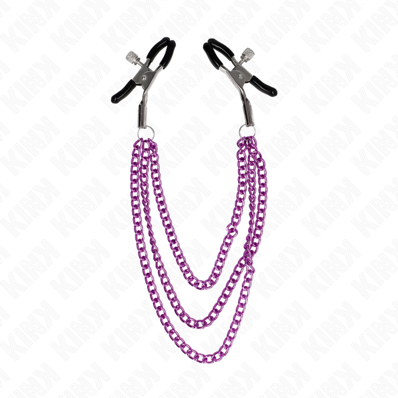 KINK - NIPPLE CLAMPS WITH 3 CHAINS PURPLE 20/23/28 CM - Imagem de 2