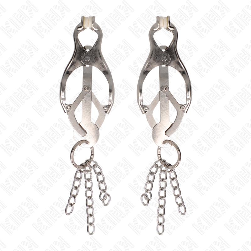 KINK - JAPANESE CLOVER NIPPLE CLAMPS WITH LITTLE CHAINS SILVER - Imagem de 2
