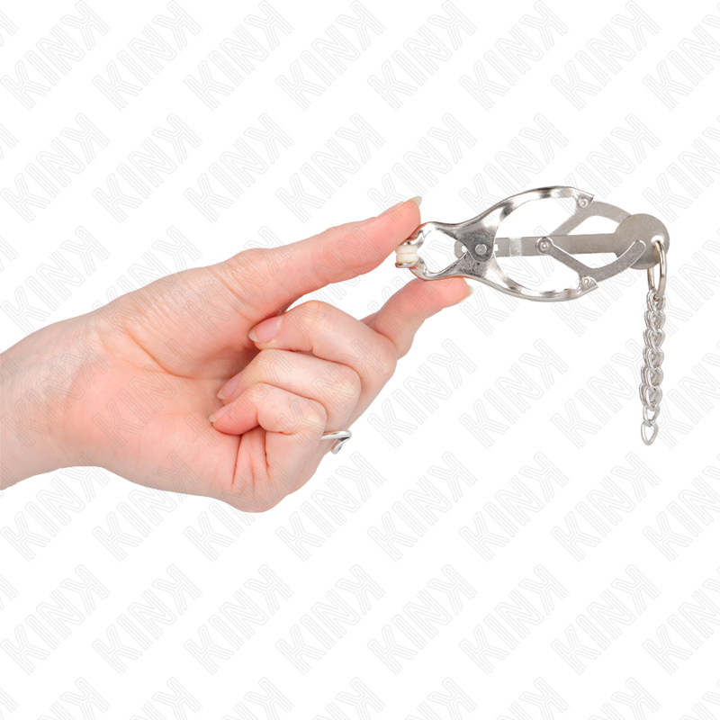 KINK - JAPANESE CLOVER NIPPLE CLAMPS WITH LITTLE CHAINS SILVER - Imagem de 4