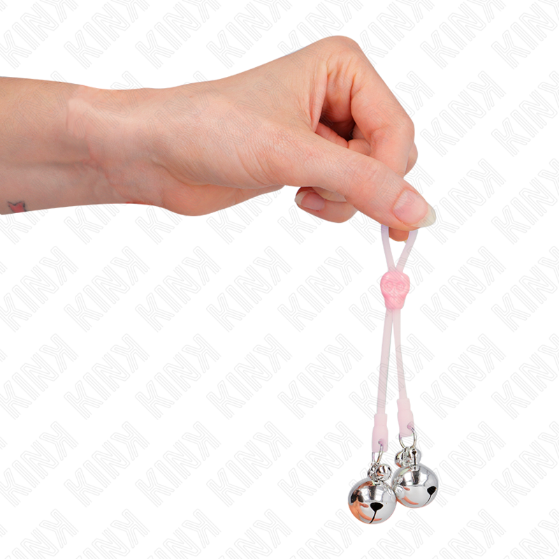 KINK - LUMINOUS SKULL NIPPLE CLAMPS WITH RING BELLS ADJUSTABLE PINK / SILVER - Imagem de 4