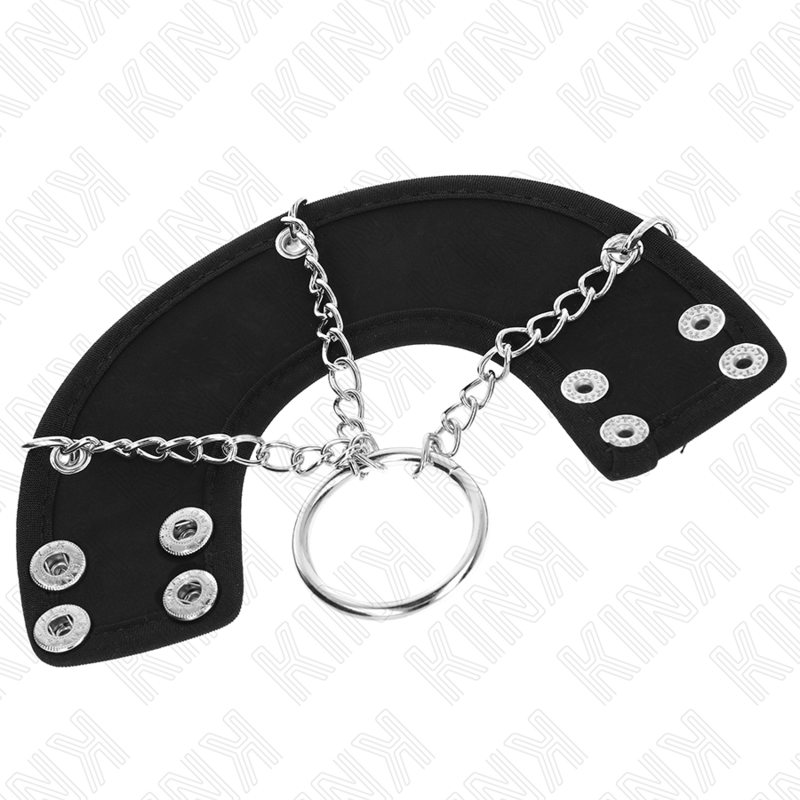 KINK - PENIS RING 4 CM CHAIN 7 CM METAL WITH LEATHER BELT - Imagem de 4