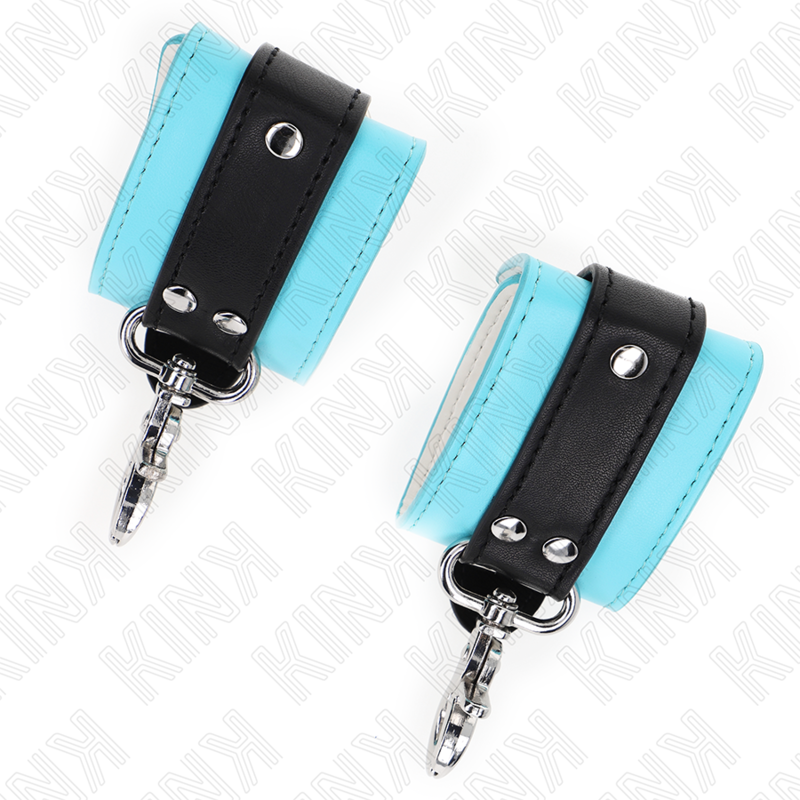 KINK - PREMIUM LOCKABLE WRIST RESTRAINTS BLACK / BLUE ADJUSTABLE 21-28 CM X 5.5 CM - Imagem de 4
