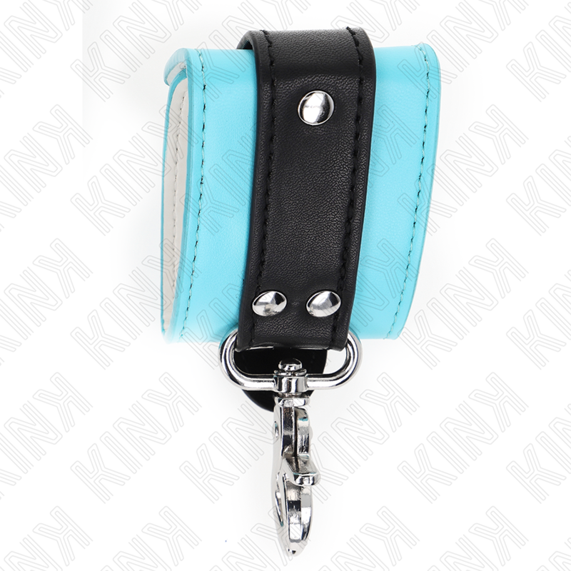KINK - PREMIUM LOCKABLE WRIST RESTRAINTS BLACK / BLUE ADJUSTABLE 21-28 CM X 5.5 CM - Imagem de 5