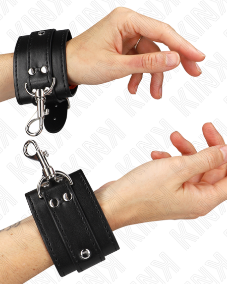 KINK - LOCKABLE DUNGEON WRIST RESTRAINTS BLACK ADJUSTABLE 21-28 CM X 5.5 CM