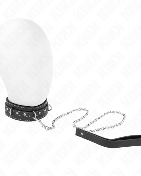 KINK - PVC LEATHER NECKLACE WITH BELT 105 CM RHINESTONE RIVET 41.5 X 4 CM