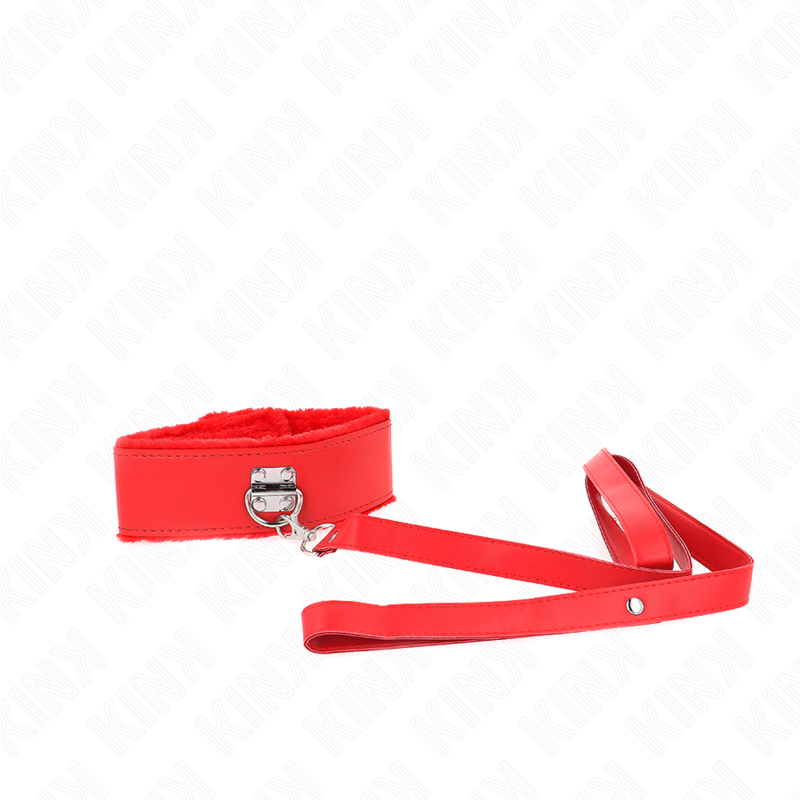 KINK - NECKLACE WITH LEASH 116 CM WITH SILVER STUDS MODEL 4 RED ADJUSTABLE 40-48 CM X 6 CM - Imagem de 2