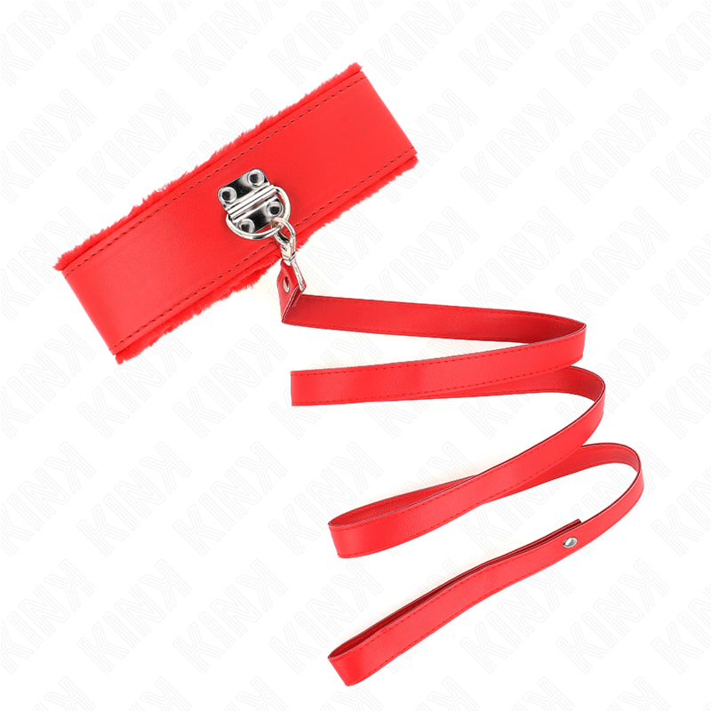 KINK - NECKLACE WITH LEASH 116 CM WITH SILVER STUDS MODEL 4 RED ADJUSTABLE 40-48 CM X 6 CM - Imagem de 4