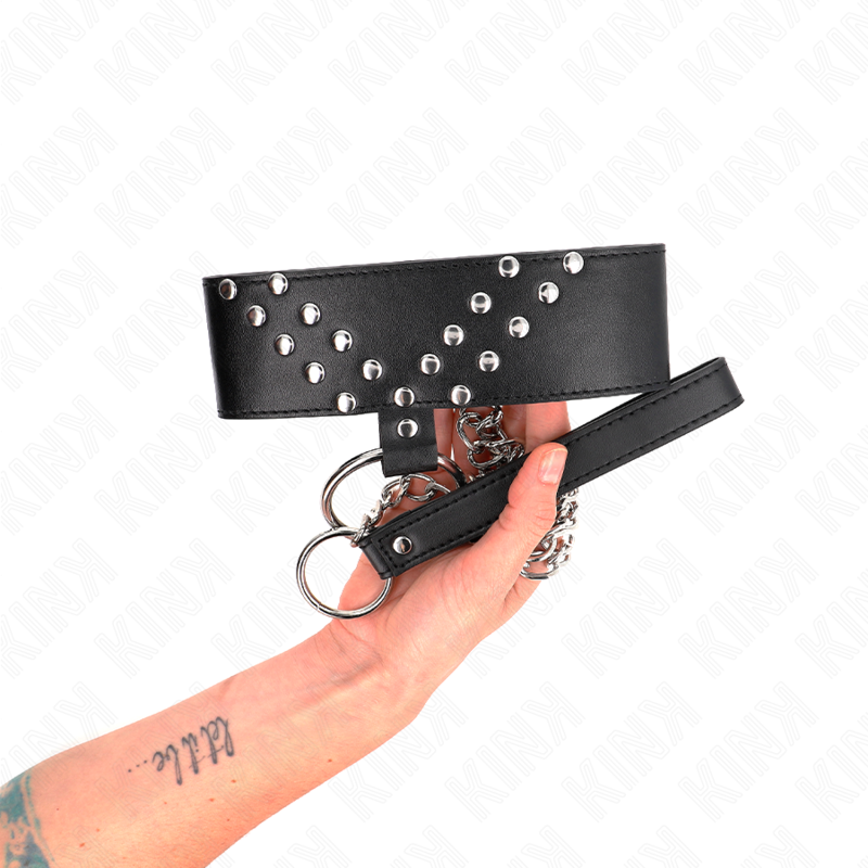 KINK - NECKLACE WITH BELT 65 CM WITH V RIVET ADJUSTABLE 36-43 CM X 5 CM - Imagem de 4