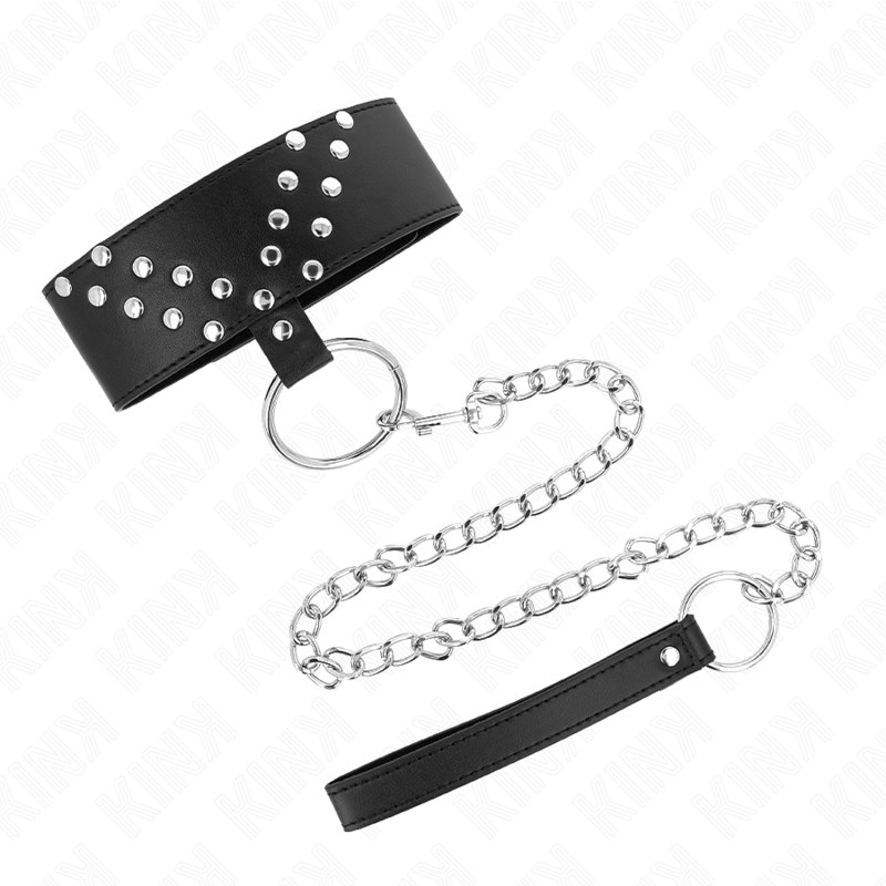 KINK - NECKLACE WITH BELT 65 CM WITH V RIVET ADJUSTABLE 36-43 CM X 5 CM - Imagem de 2