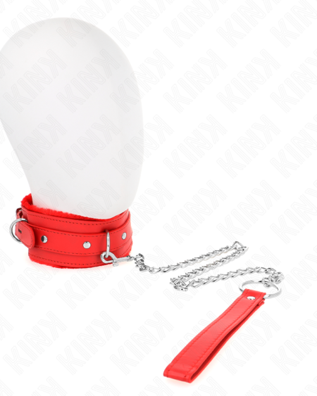 KINK - COLLAR WITH LEASH 65 CM WITH RESTRICTIONS RED 36-42 CM X 5.5 CM