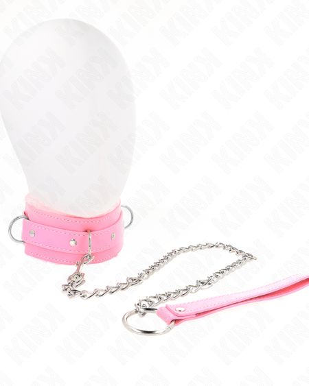 KINK - COLLAR WITH LEASH 65 CM WITH RESTRICTIONS PINK 36-42 CM X 5.5 CM