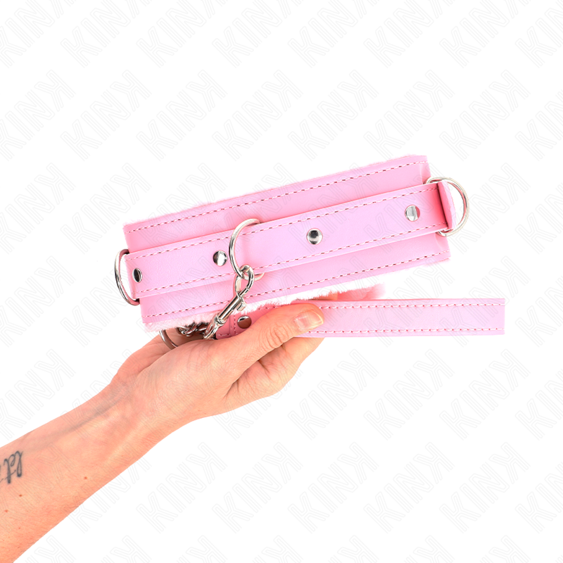 KINK - COLLAR WITH LEASH 65 CM WITH RESTRICTIONS PINK 36-42 CM X 5.5 CM - Imagem de 3