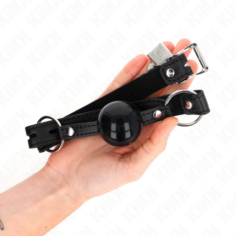 KINK - TPE BALL 4 CM GAG WITH BLACK LOCK 60 x 2 CM - Imagem de 3
