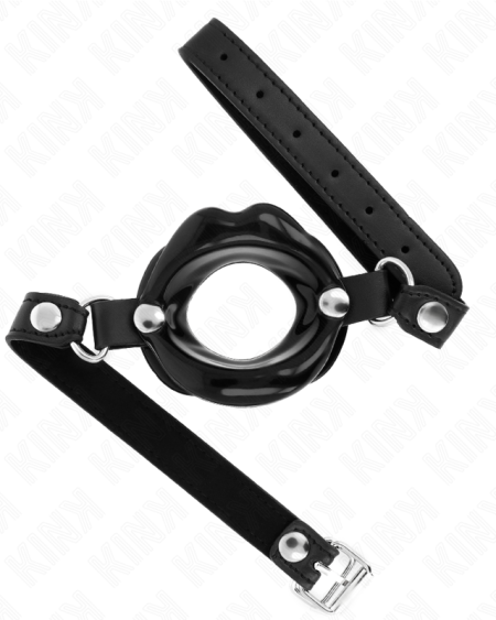 KINK - LIP 8 CM GAG WITH BLACK LEATHERETTE STRAP 63 x 2 CM ADJUSTABLE 39-58 CM