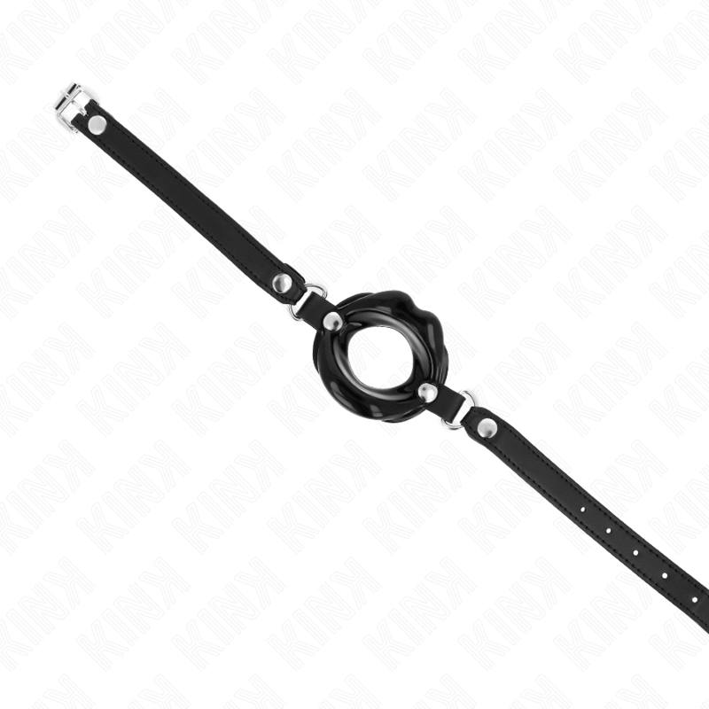 KINK - LIP 8 CM GAG WITH BLACK LEATHERETTE STRAP 63 x 2 CM ADJUSTABLE 39-58 CM - Imagem de 3