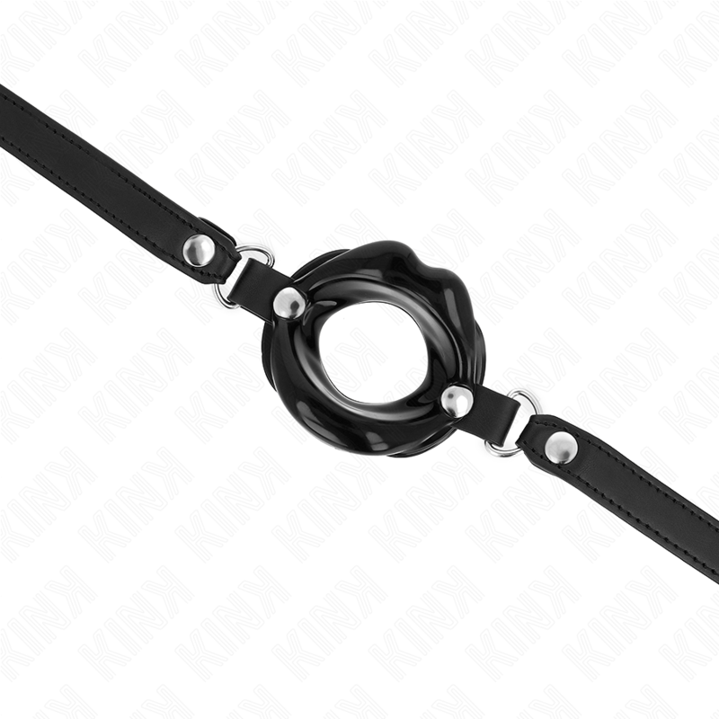 KINK - LIP 8 CM GAG WITH BLACK LEATHERETTE STRAP 63 x 2 CM ADJUSTABLE 39-58 CM - Imagem de 4