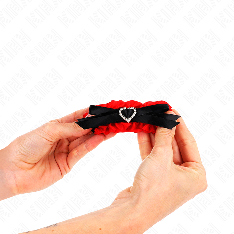 KINK - LACE ELASTIC WRIST RESTRAINTS RED HEART DETAILS ADJUSTABLE 22-35 CM - Imagem de 4