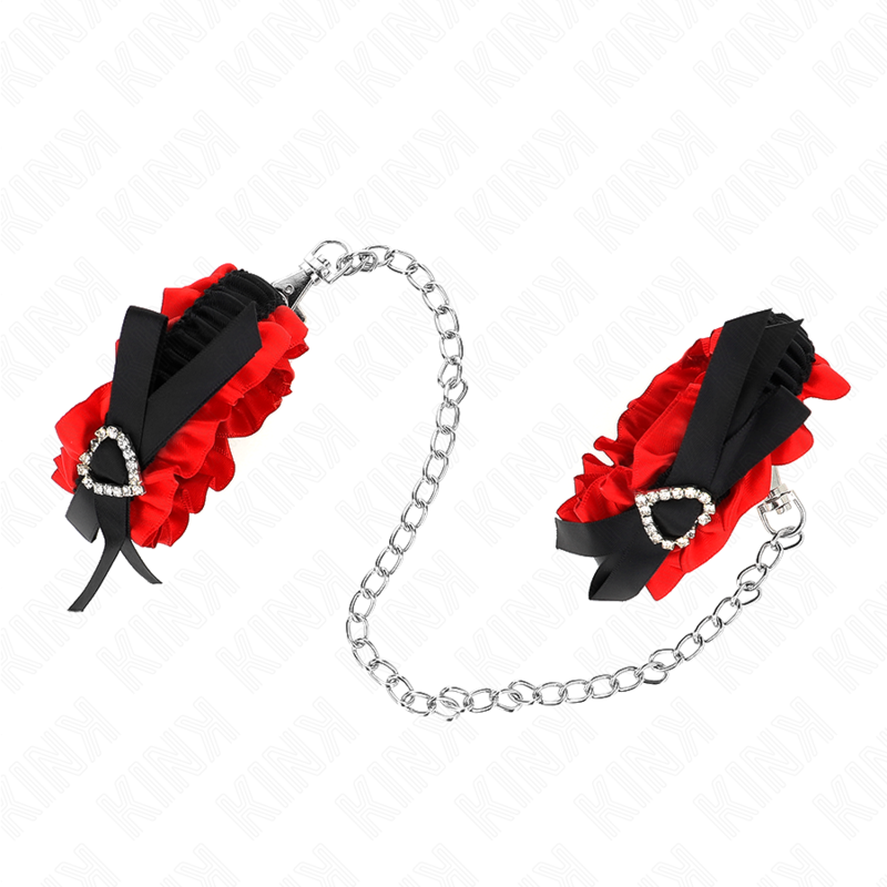 KINK - LACE ELASTIC WRIST RESTRAINTS RED HEART DETAILS ADJUSTABLE 22-35 CM - Imagem de 2