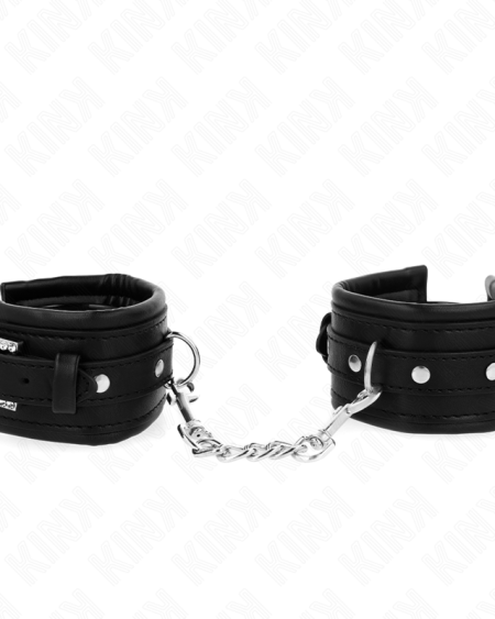 KINK - RHINESTONE BUCKLE WRIST RESTRAINTS BLACK ADJUSTABLE 25-32 CM X 5.5 CM