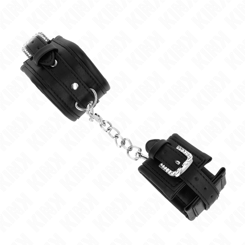 KINK - RHINESTONE BUCKLE WRIST RESTRAINTS BLACK ADJUSTABLE 25-32 CM X 5.5 CM - Imagem de 2