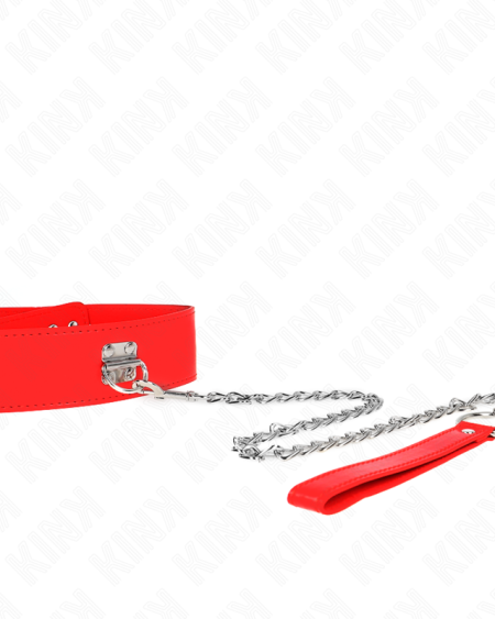 KINK - NECKLACE WITH BELT 65 CM WITH WIDE RED STRAP ADJUSTABLE 33.5-41 CM X 5 CM