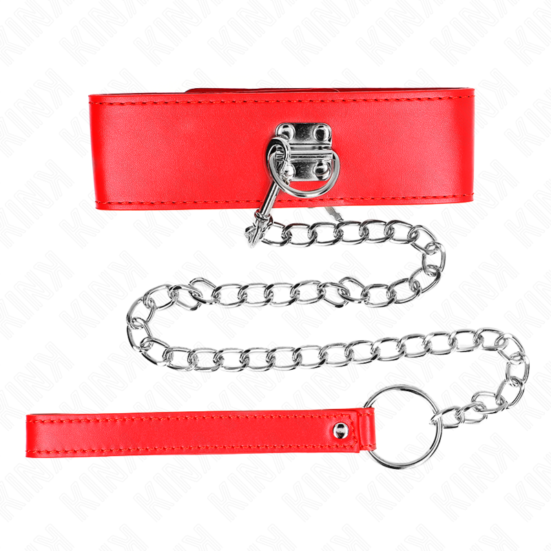 KINK - NECKLACE WITH BELT 65 CM WITH WIDE RED STRAP ADJUSTABLE 33.5-41 CM X 5 CM - Imagem de 3