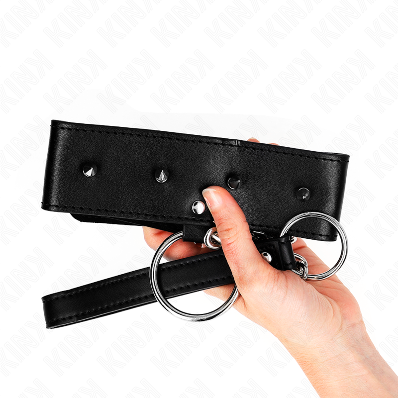 KINK - NECKLACE 65 CM WITH LEASH WITH SILVER STUDS MODEL 2 ADJUSTABLE 36-43 CM X 5 CM - Imagem de 5