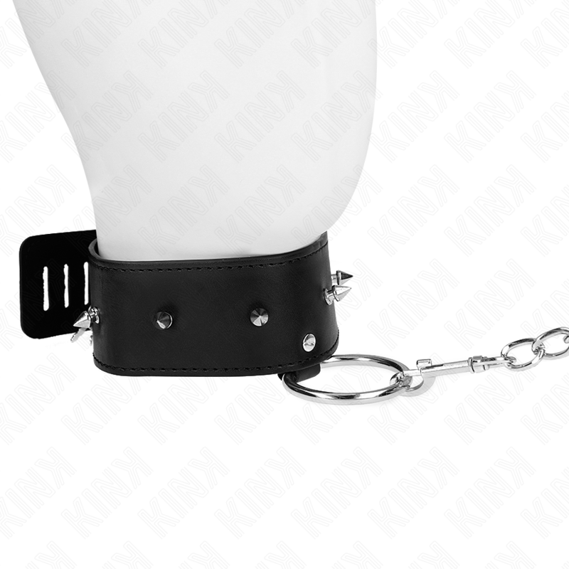 KINK - NECKLACE 65 CM WITH LEASH WITH SILVER STUDS MODEL 2 ADJUSTABLE 36-43 CM X 5 CM - Imagem de 3