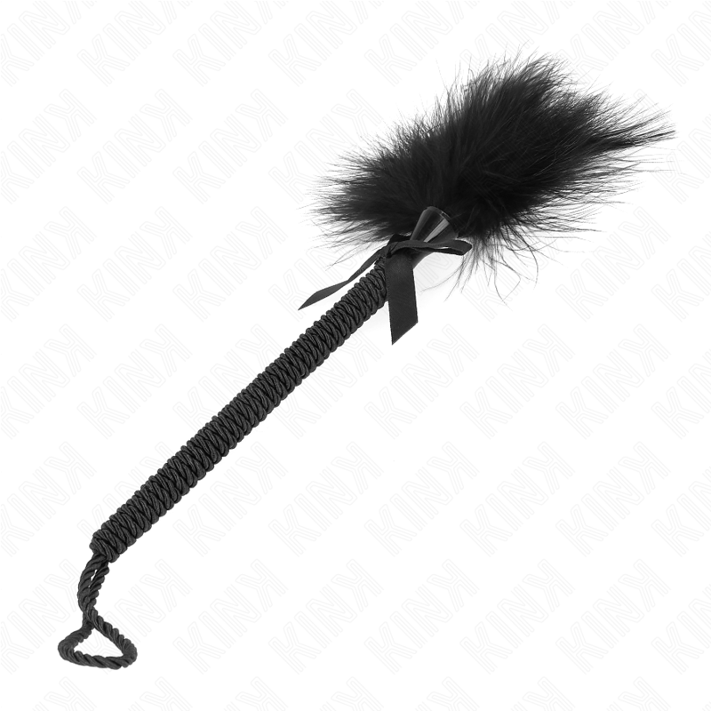 KINK - NYLON ROPE WAND WITH TICKLE FEATHERS AND BLACK BOW 25 CM - Imagem de 2