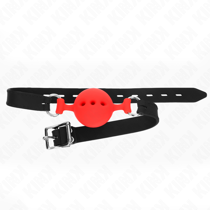 KINK - FULL SILICONE GAG 55 x 2 CM WITH 4.5 CM BALL SIZE M RED ADJUSTABLE 35-51 CM - Imagem de 3
