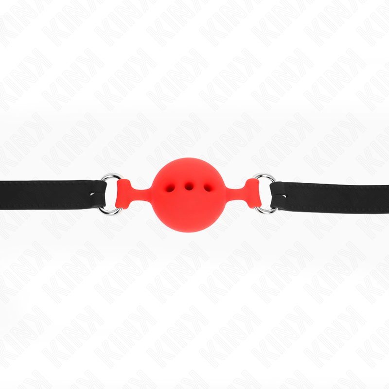 KINK - FULL SILICONE GAG 55 x 2 CM WITH 4.5 CM BALL SIZE M RED ADJUSTABLE 35-51 CM - Imagem de 4