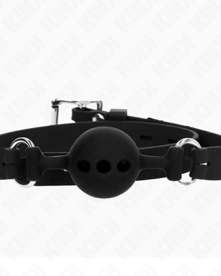 KINK - FULL SILICONE GAG 55 x 2 CM WITH 4 CM BALL SIZE S BLACK ADJUSTABLE 35-51 CM