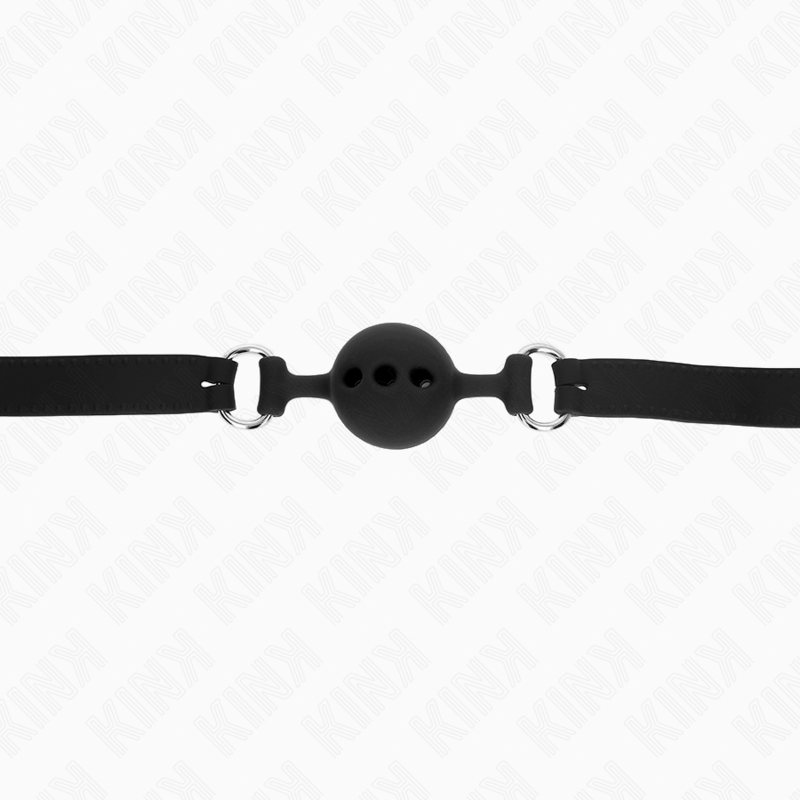 KINK - FULL SILICONE GAG 55 x 2 CM WITH 4 CM BALL SIZE S BLACK ADJUSTABLE 35-51 CM - Imagem de 5