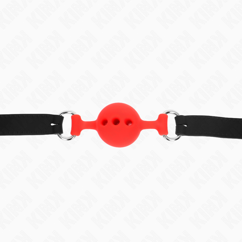 KINK - FULL SILICONE GAG 55 x 2 CM WITH 4 CM BALL SIZE S RED ADJUSTABLE 35-51 CM - Imagem de 5