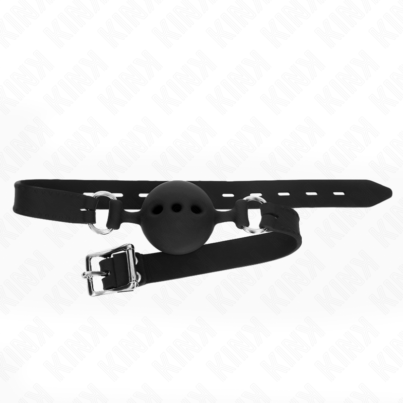 KINK - FULL SILICONE GAG 55 x 2 CM WITH 5 CM BALL SIZE L BLACK ADJUSTABLE 35-51 CM - Imagem de 2