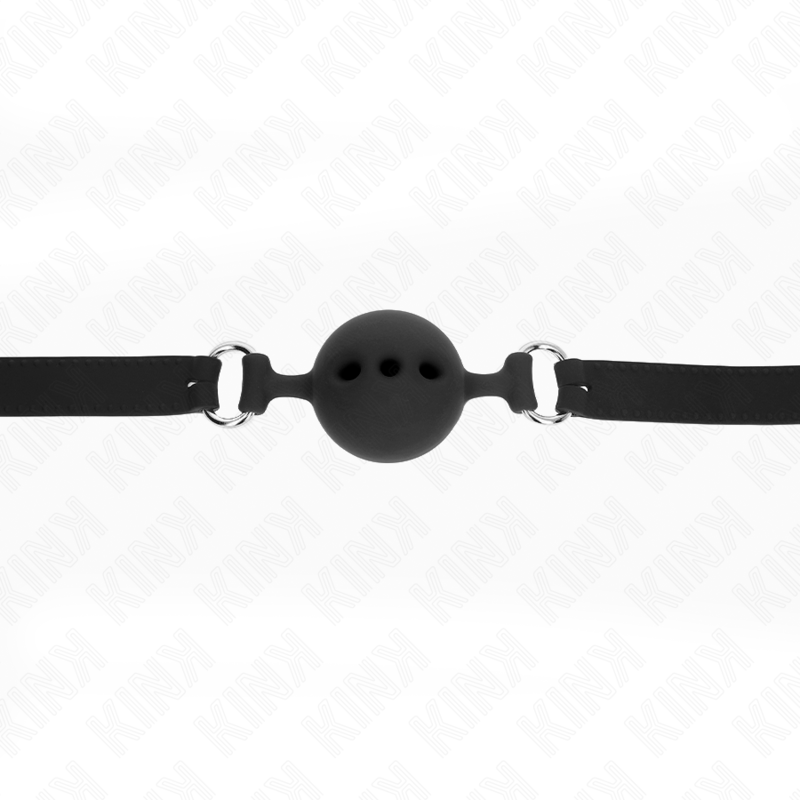 KINK - FULL SILICONE GAG 55 x 2 CM WITH 5 CM BALL SIZE L BLACK ADJUSTABLE 35-51 CM - Imagem de 4