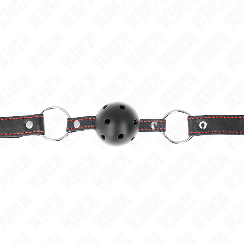 KINK - HOLLOW HARD BLACK BALL GAG MODEL 2 65 x 2.5 CM - Imagem de 4