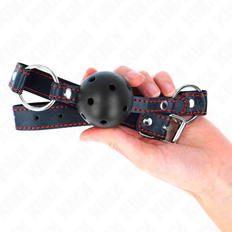 KINK - HOLLOW HARD BLACK BALL GAG MODEL 2 65 x 2.5 CM - Imagem de 3