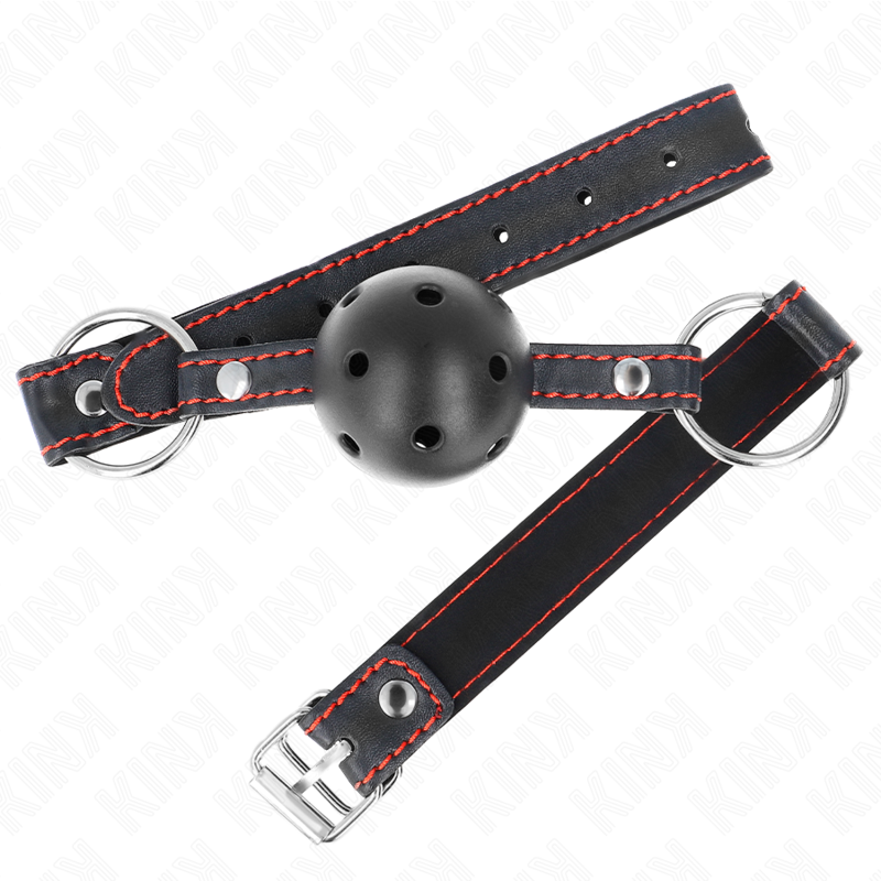 KINK - HOLLOW HARD BLACK BALL GAG MODEL 2 65 x 2.5 CM - Imagem de 2