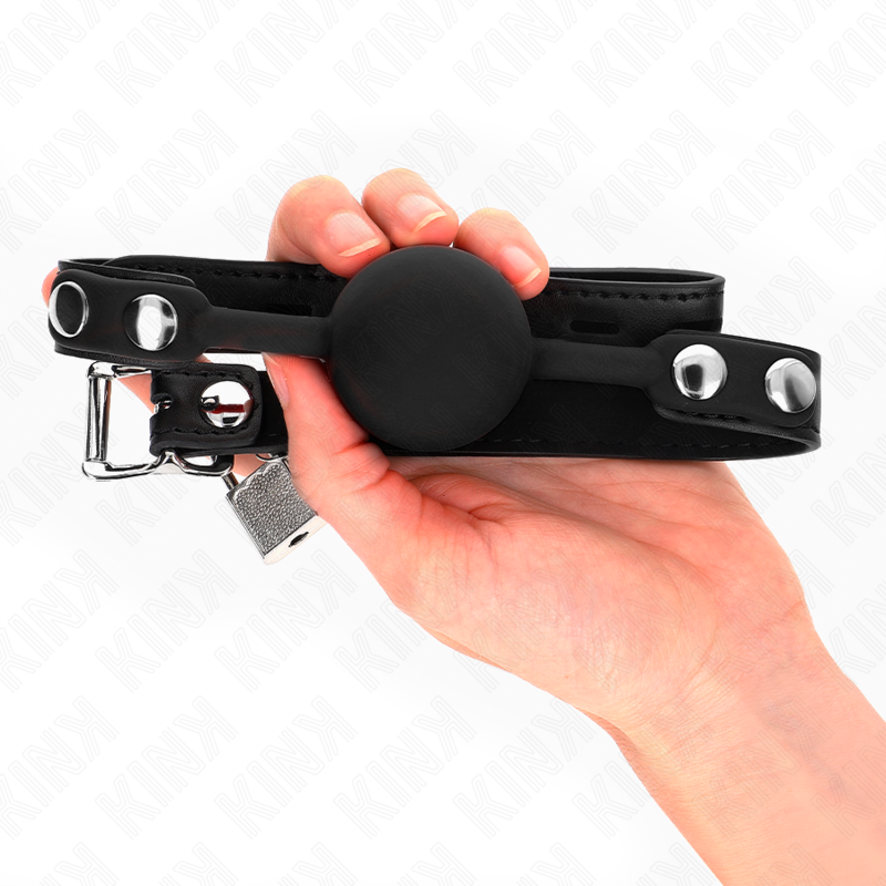 KINK - MODEL 1 SILICONE BALL 4 CM GAG WITH LOCK 60 x 2 CM - Imagem de 3