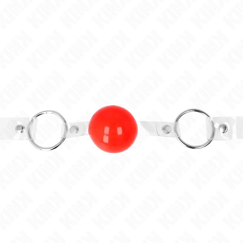 KINK - RED TRANSPARENT PVC BALL 4 CM GAG ADJUSTABLE - Imagem de 4