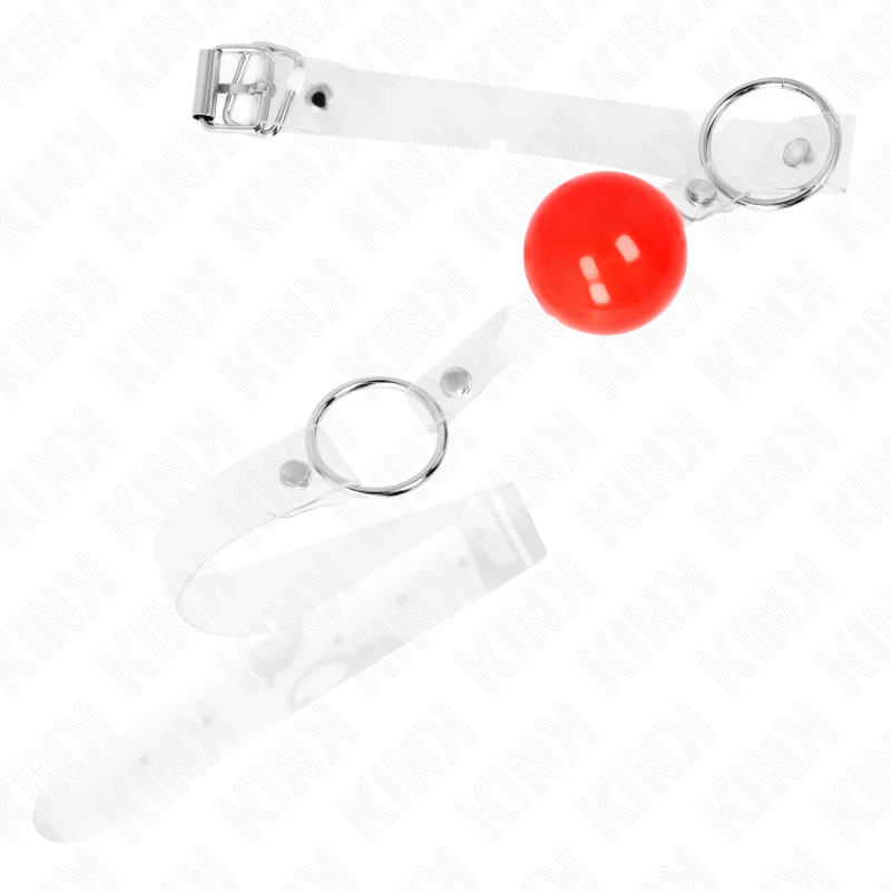 KINK - RED TRANSPARENT PVC BALL 4 CM GAG ADJUSTABLE - Imagem de 2