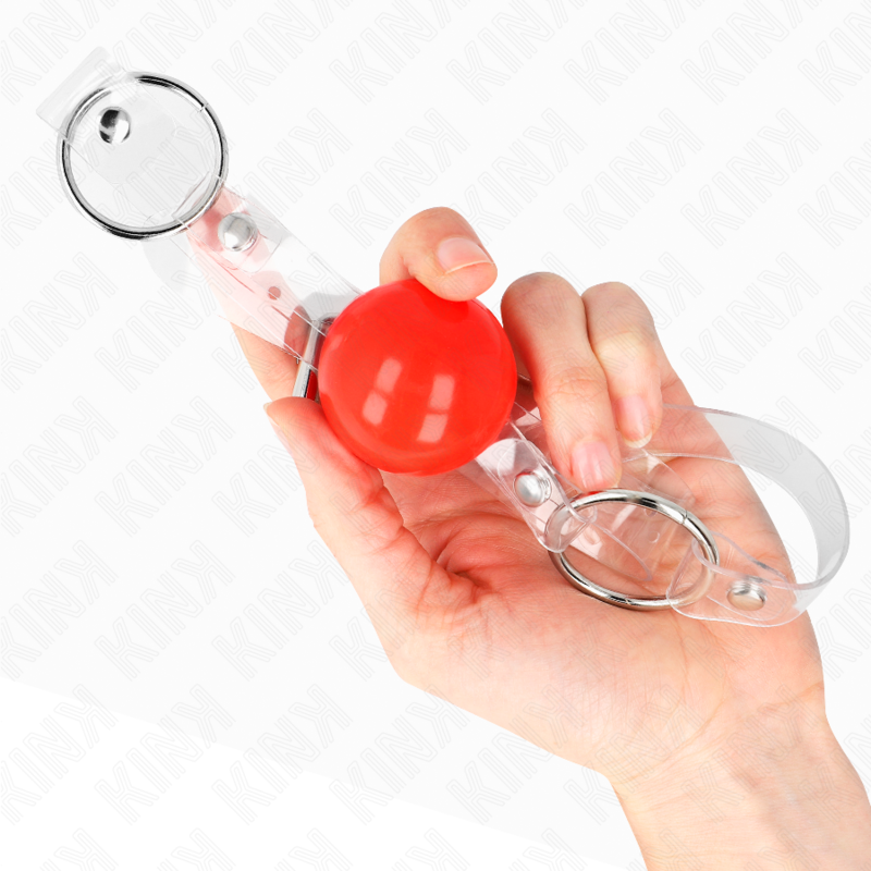 KINK - RED TRANSPARENT PVC BALL 4 CM GAG ADJUSTABLE - Imagem de 3