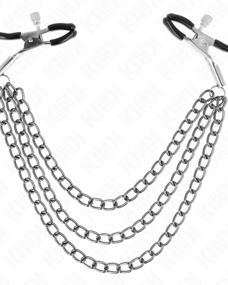 KINK - NIPPLE CLAMPS WITH 3 CHAINS BLACK 20/23/28 CM