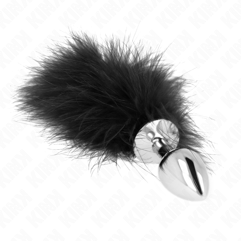 KINK - STAINLESS STEEL ANAL PLUG 11 x 7 CM WITH FEATHER 11 CM - Imagem de 2