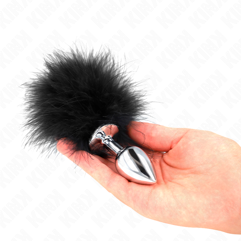 KINK - STAINLESS STEEL ANAL PLUG 11 x 7 CM WITH FEATHER 11 CM - Imagem de 3