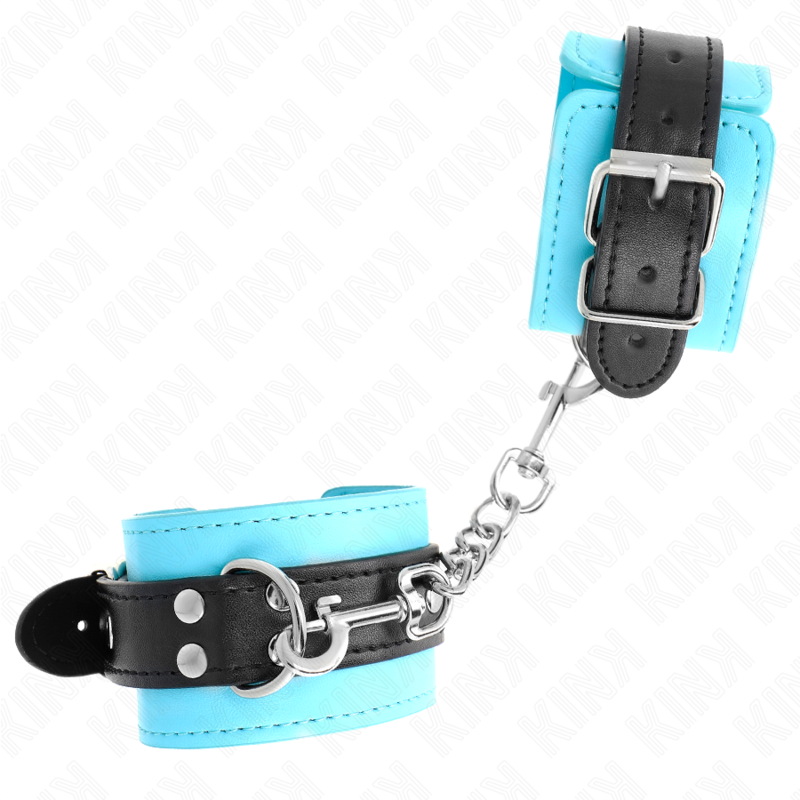 KINK - HOOK WRIST RESTRAINTS BLUE FUR LINED ADJUSTABLE 20-28 CM X 5.5 CM - Imagem de 2