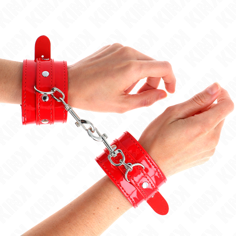 KINK - SHINY HAND CUFFS RED ADJUSTABLE 23-33 CM - Imagem de 4